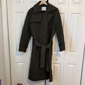 Rebecca Minkoff Quilted Olive Trench Coat